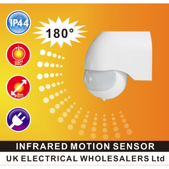 30M Outdoor PIR Motion Sensor Switch – 180-Degree Detection, White Housing For Home Security & Lighting Control